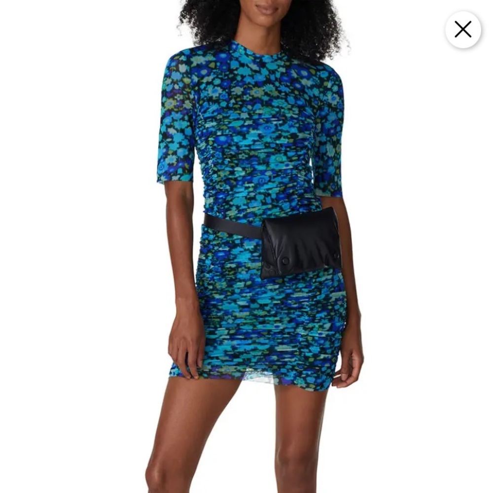 GANNI Printed Mesh Floral Dress Size 42 (US 10/12)